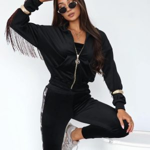 DRES LA PERLA CZARNY WELUR / R. 38