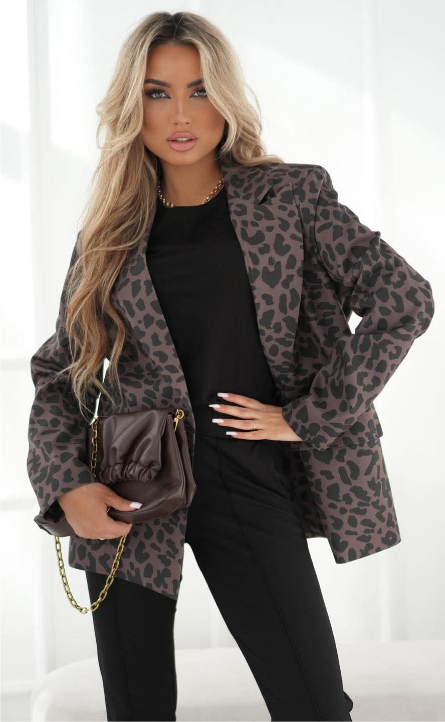 MARYNARKA LA BLANCHE PRINT PANTERA BRĄZ / R.40/42