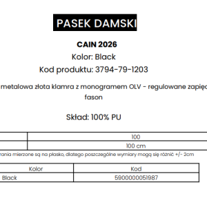 PASEK CAIN BLACK / 100CM