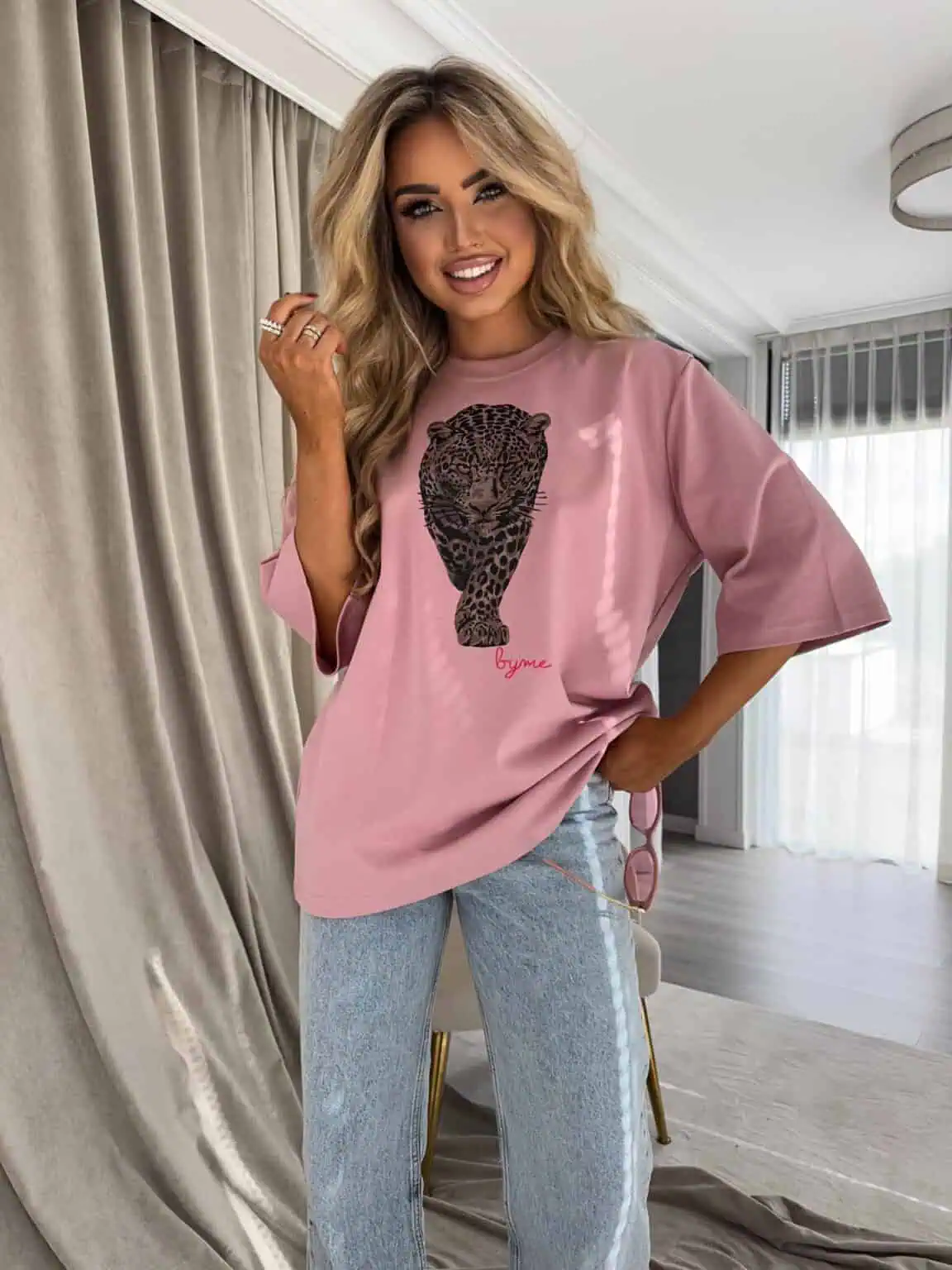 T-SHIRT BY ME TIGER BRUDNY RÓŻ / R. UNIWERSALNY